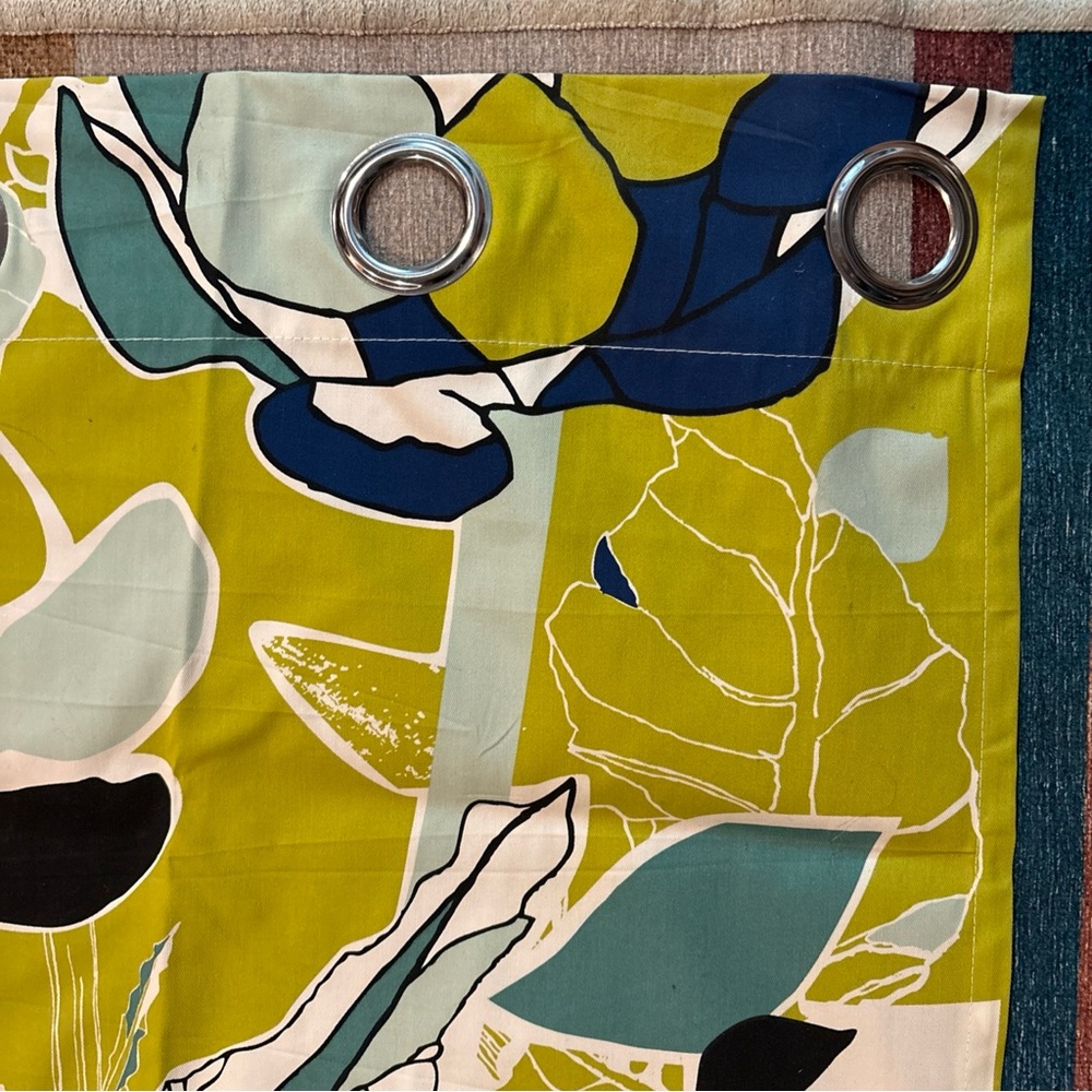 IKEA chartreuse / blue Curtain pair with Grommets